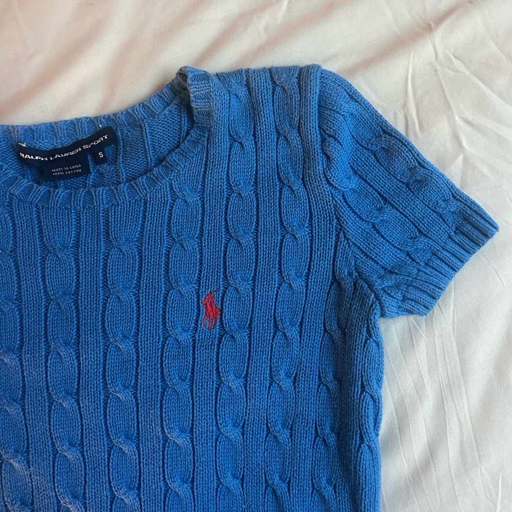vintage blue ralph lauren short sleeve sweater !